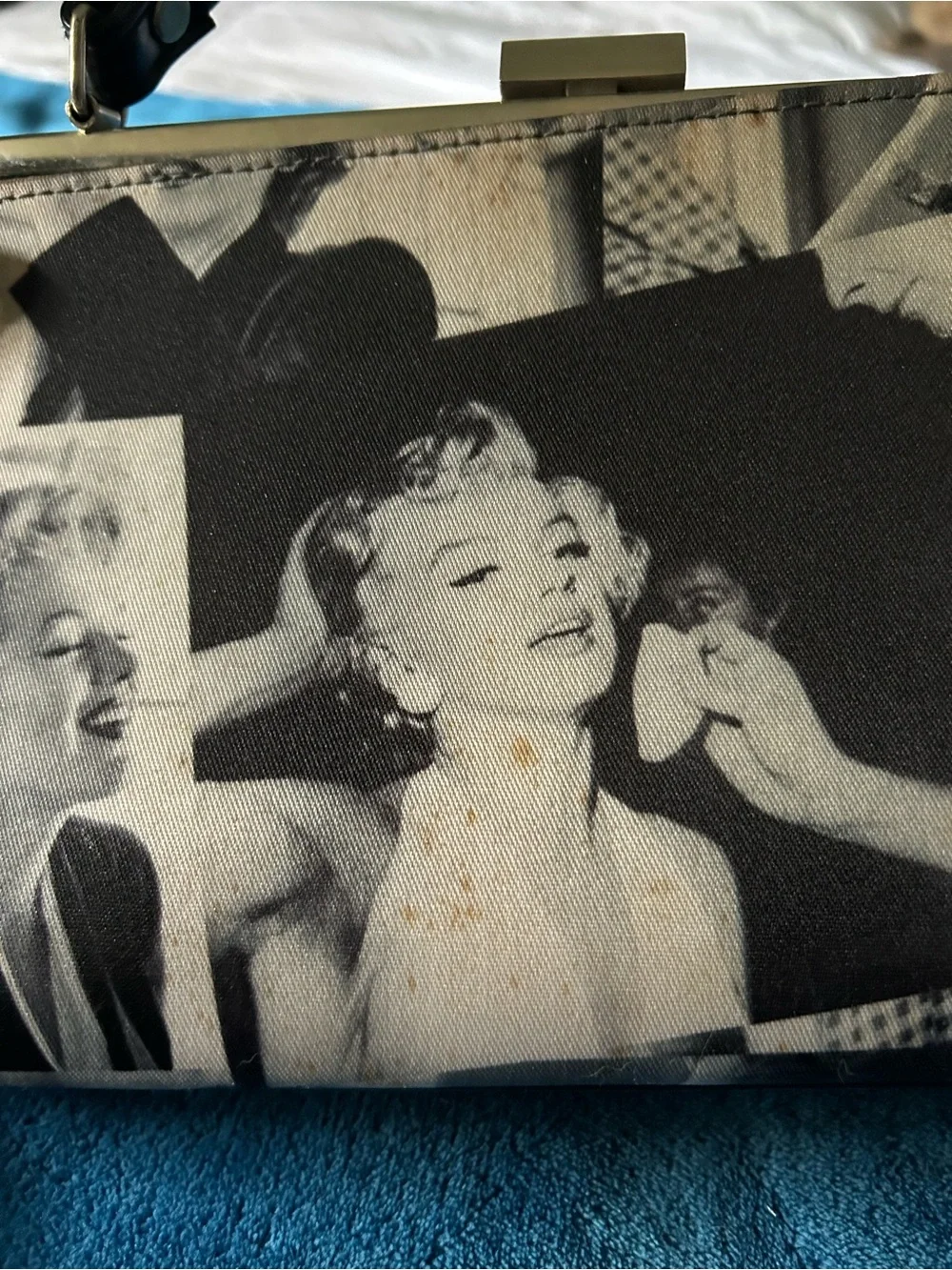 Black & Cream Marilyn Monroe Print Top-Handle Clutch